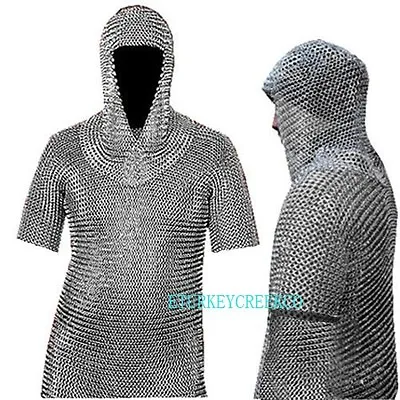 Museum Replica Chain Mail Armor Long Shirt And Coif • $78.99
