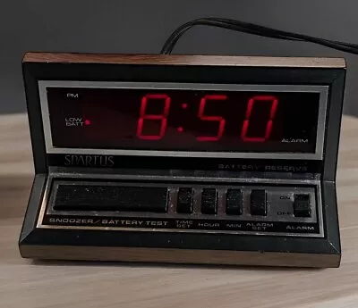 Vintage Spartus Digital Alarm Clock Model 1140 Faux Wood Red LED Working • $9.97