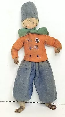 Vintage Halfpenny Bendable Felt Thread Wrapped Wire Dutch Boy Doll 5.75  • $45