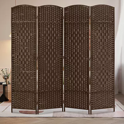 4 Panel Room Divider Diamond Weave Fiber Privacy Folding Screen Freestanding • $68.85