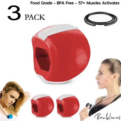 3 Pack Jaw Exerciser Chew Jawline Fitness Ball For Exercises Facial Muscles RED • £7.95