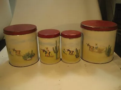 1940's Old Reliable Coffee & Tea Canister Graduated Set Of 4 Dayton Spice Mills • $30