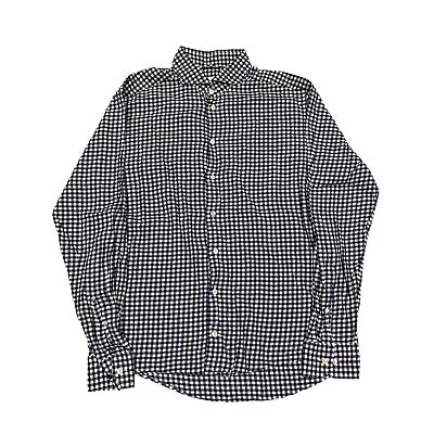 ETON Cheesecloth Check Shirt XL Slim Cutaway Collar Gingham Blue White • $25.27