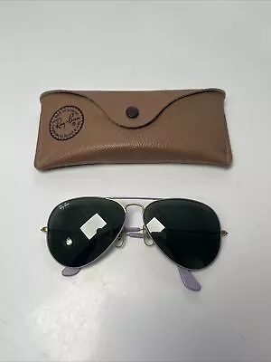 RayBan Aviator Gold Pastel Purple Violet Sunglasses B&L Vintage 58 14 • $199.95