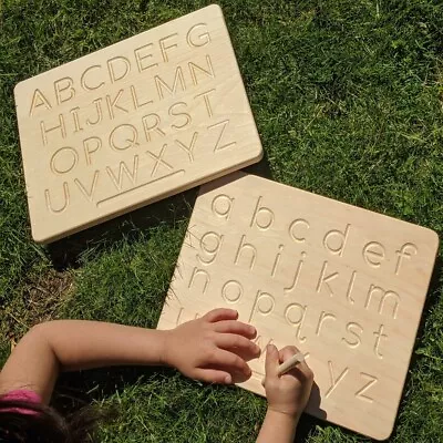 CosmoKool Montessori Print Wooden Alphabet Double Sided Tracing Board • $19.99