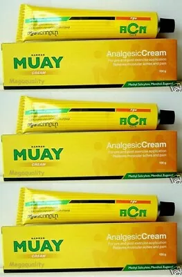 3 X Muay Thai Boxing Analgesic Massage Cream Namman Muay LINIMENT Pain Treatment • $27.15