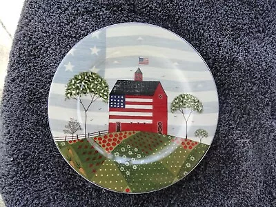 Sakura Warren Kimble America The Beautiful Fruit Plain Red Barn Salad Plate • $6