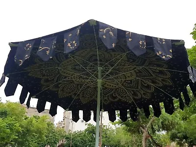 $232.84 • Buy Indian Hand Block Printed Large Garden Cotton Umbrella Traditional Beach Parasol