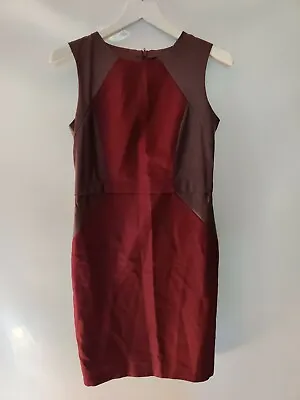 £7.49 • Buy New Dorothy Perkins Shift Dress Bodycon Red Burgundy Faux Leather Work Office 8