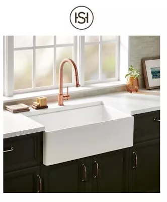 Signature Hardware Rowena 33  Farmhouse Single Basin Fireclay Kitchen Sink • $500