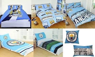 Manchester City Duvet Cover Set Single Double Cushion Quilt Bedding Patch Impact • £32.50