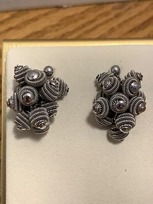 Fabulous Monet Vintage Silver Tone Spiral Ball/Bead Cluster  Earrings • $25