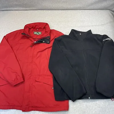 LL BEAN Jacket Mens XL Reg Red And Black 3 In 1 Winter Ski Coat Parka Nylon • $32.50