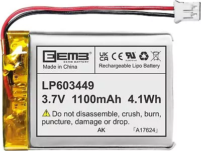 EEMB Lithium Polymer Battery 3.7V 1100mAh 603449 Lipo Rechargeable Battery Pack • £10