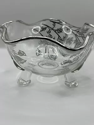 Vintage Silver City Flanders 3Toed Footed Candy Dish Silver Overlay • $11.99