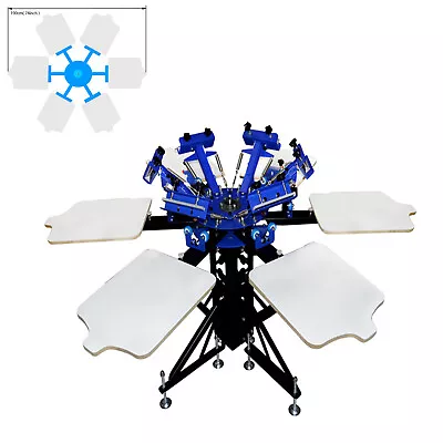 6 Color 6 Station Screen Press With Fixed Pallet Screen Printing Machine DIY • $1169.36