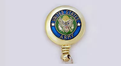 US ARMY Retractable Reel ID Card Badge Holder/Key Ring/ United States Military • $12.98