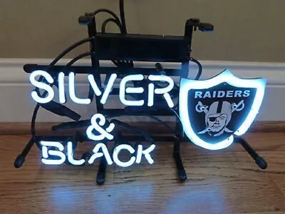 Las Vegas Raiders Silver And Black 24  Neon Sign Lamp Light Nightlight Decor EY  • $212.70