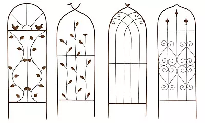 Metal Garden Trellis Trellises Wall Climbing Flower Plant Support Rust Effect • £25.98