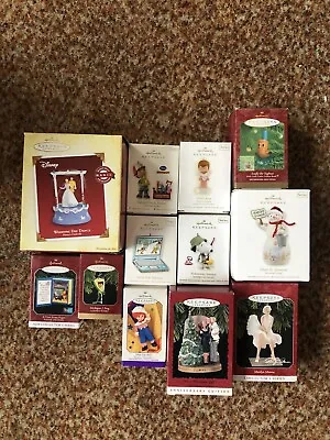 Hallmark Keepsake Christmas Ornaments Lot Of 12 Marilyn Monroe Disney Snoopy • $52