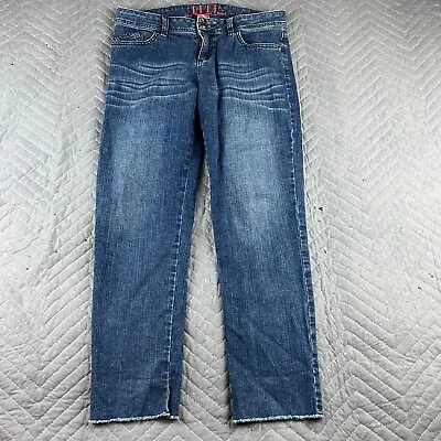 Elle Jeans Womens Size 6 Straight Raw Hem Denim Pants Low Rise Medium Wash 29x26 • $5.40