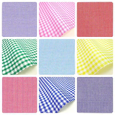 Gingham Polycotton Fabric 1/8  Check 112cm 44  Wide Sewing Dressmaking Curtains • £3.49