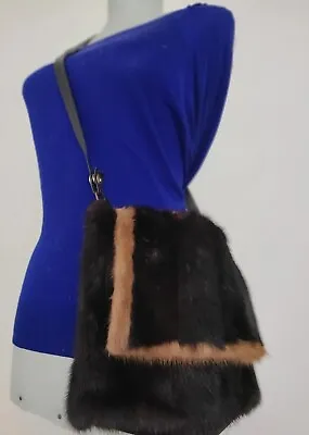 Vintage Mink Fur Shoulder Bag With Long Leather Strap  • $125