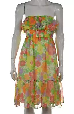 Shoshanna Womens Dress Size 2 White Pink Floral Sheath Strapless Knee Length • $29.99