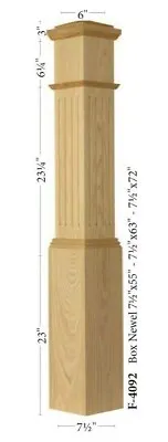 F-4092 Large Amish Made Fluted Box Newel Post In Red Oak • $325