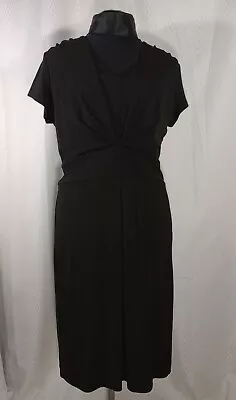 Talbots Petites Dress Wm 14P Black Stretch Short Sleeve Ruching Zipper Funeral • $24.97