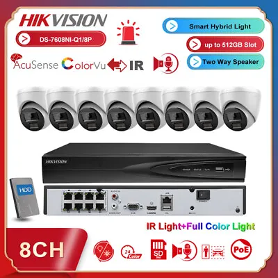 Hikvision 8CH OEM 6MP System ColorVu IP Camera Kit TwoWay Audio Alarm Dual Light • $284.05