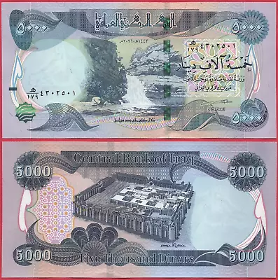 Iraq 5000 Dinars 2021 P100 Banknote Unc • $18