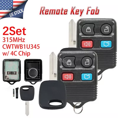 2 Replacement Car Key + Remote Fob 4 Button CWTWB1U345 For Ford Focus 2000-2005 • $12.89