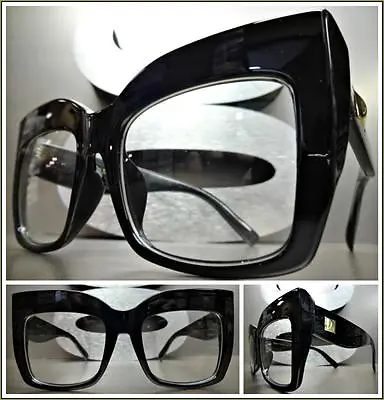 OVERSIZED VINTAGE RETRO Style Clear Lens EYE GLASSES Thick Black Fashion Frame • $19.99