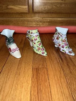 Formalities By Baum Bros.Hand Painted PORCELAIN SHOE Gold Trim Lot Of 3 • $32