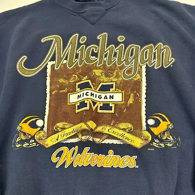 Vtg TSI University Michigan Football Sweatshirt Men 46  Wolverines Made USA • $55.78