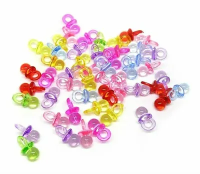 50 Dummy Charms - Mixed Colours - Acrylic - 20mm X 10mm - Baby Pacifier - P00794 • £3.59