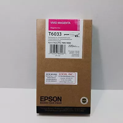 Expired 2012 NEW GENUINE EPSON T6033 VIVID MAGENTA 220ml INK STYLUS 7880 9880 • $44