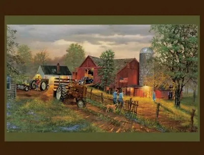 Americas Heartland Digital Quilting Fabric Panel - MDG - With Barn And Tractor  • $13.49