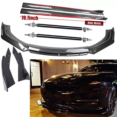 Front Rear Bumper Lip +78.7 Side Skirt Extension Carbon Fiber For E36 E46 E90 • $169.99