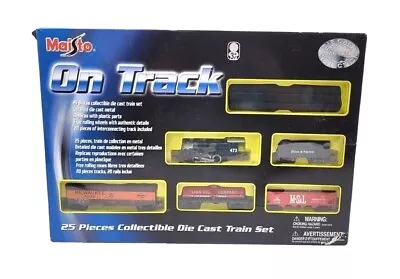 2002 Maisto 12144 Die Cast On Track 25 Piece Train Set 1:131 Scale • $47.95