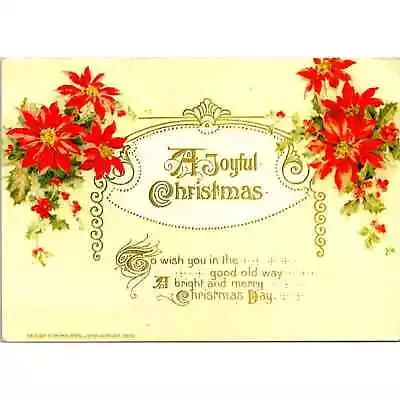 Vintage A Joyful Christmas Postcard 1970s Pretty Poinsettia Design John Winsch • $5.85