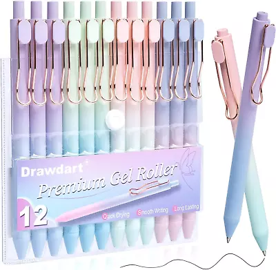 Gel Pens 12 Pcs Smooth Writing Pens No Bleed & Smear Black Ink Cute Pens Fine  • $12.99