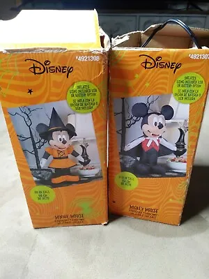 Disney Gemmy Halloween 26” Mickey & Minnie Mouse Vampire Witch USB Inflatables • $33.99