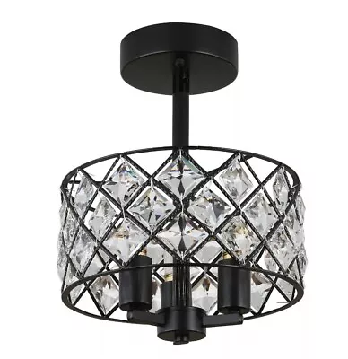 30cm Crystal Chandelier Modern Ceiling Light Pendant Lamp Lighting Fixture Black • $29.99