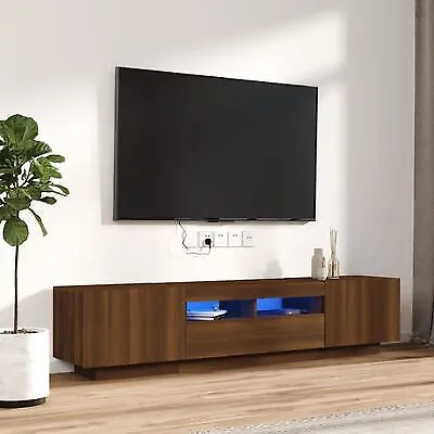  Itzcominghome TV Unit Cabinet LED Stand Wooden Walnut Doors 180cm LED Lights UK • £114.14