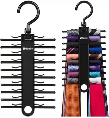 $13.20 • Buy 2 Pack Tie Rack Hanger Belt Holder Hook Closet Organizer Storage Rotating Black