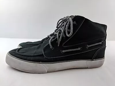 Polo Ralph Lauren Lander Chukka Men 10 D Black Mid Top Canvas Sneaker Classic • $16.88