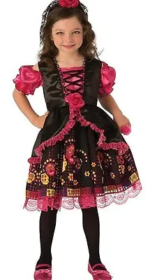 Day Of The Dead Scary Skeleton Skull Ladies Girls Halloween Fancy Dress Small3/4 • £8.99