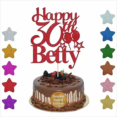 $9.85 • Buy  Happy Birthday Glitter Cake Topper For Any Name Age 5th 10th 16th 25th 30th UK